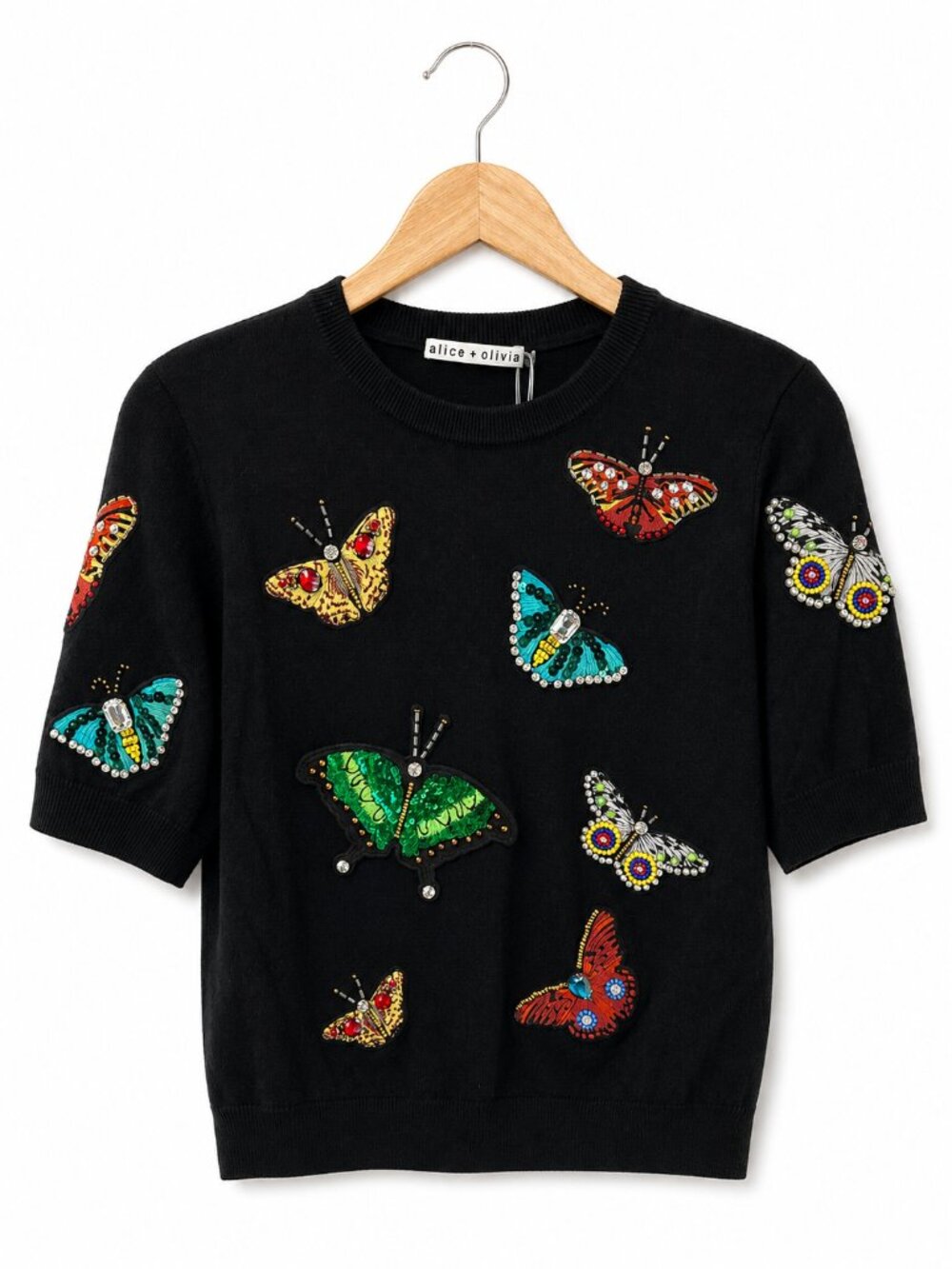 NWT Alice + Olivia Ciara Butterfly Embroidered Sweater Medium M - Picture 13 of 14